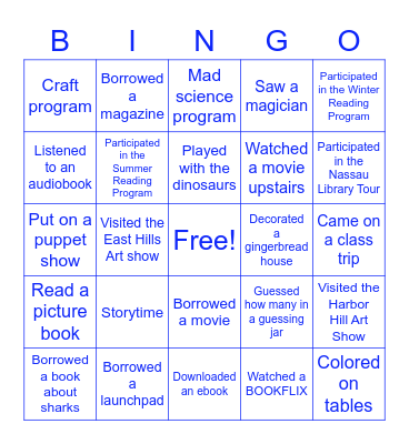 Library Themed Bingo Card