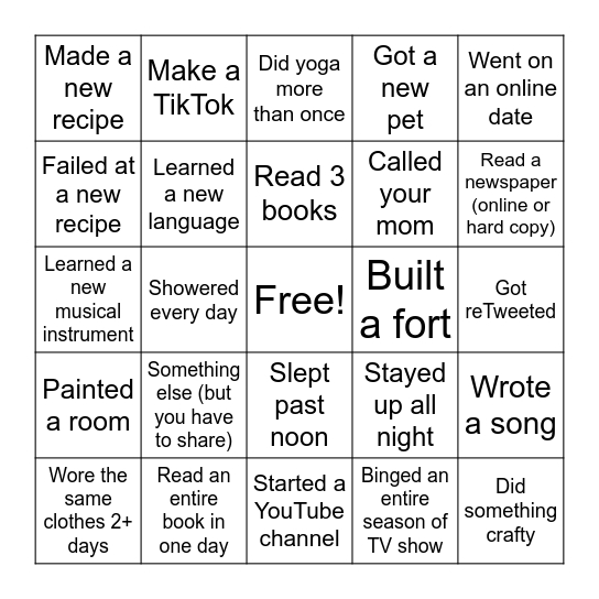 Social Distance Bingo! Bingo Card