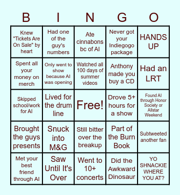 ACTION ITEM BINGO Card