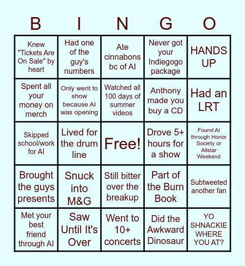 ACTION ITEM BINGO Card