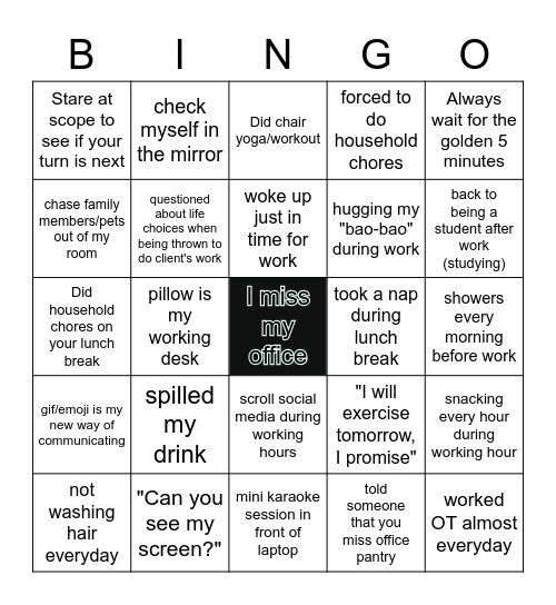 INTERACTIVE BINGO Card