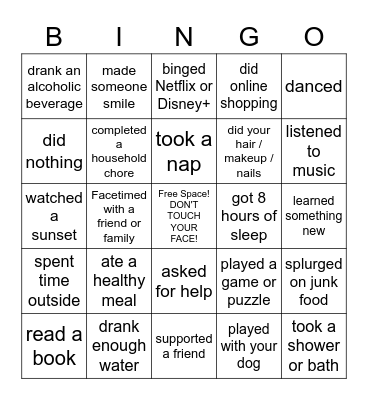 Self Care is Essential Bingo Card