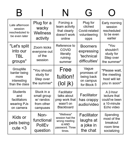 SYNTHESIS WEEK BINGO Card