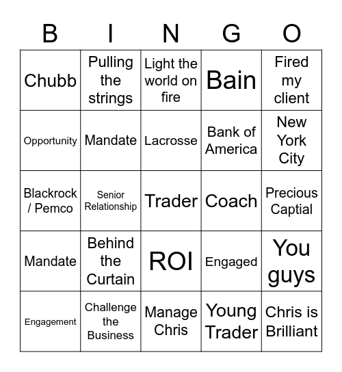 Buzzword Bingo Card