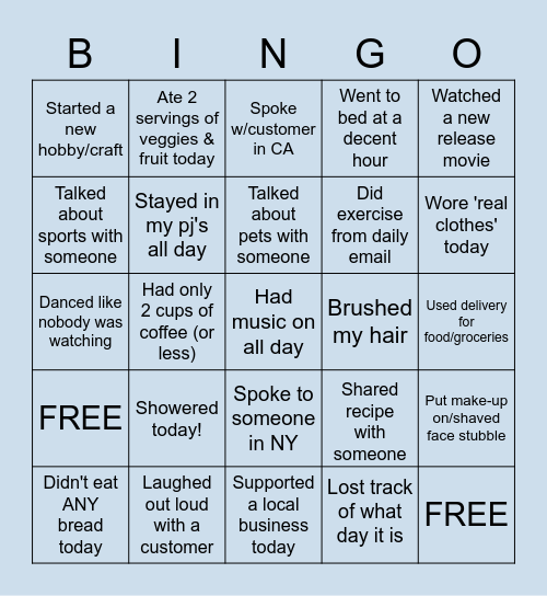 Huddled at Home Bingo! Bingo Card