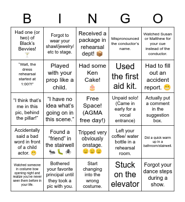 Backstage LOC Bingo Card