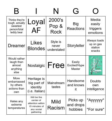 Tobin Carlino Bingo Card
