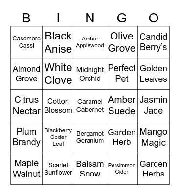 Partylite Bingo Card