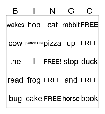 Word Bingo Card