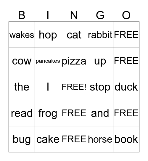Word Bingo Card