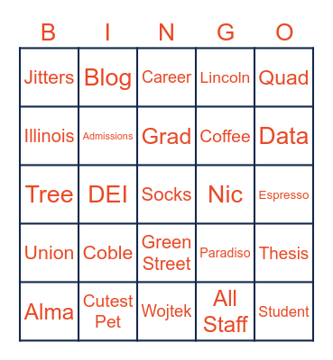 Grad College Bingo Card