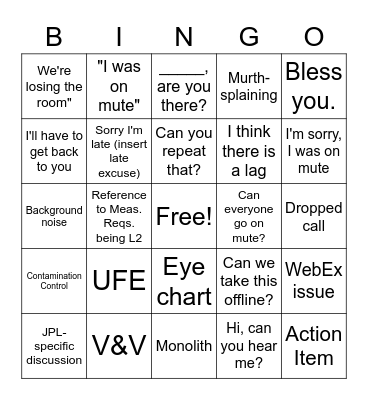 Conference Call Bingo Card