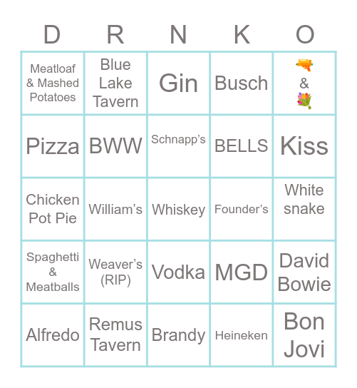 Thirsty Thursday Bingo Card