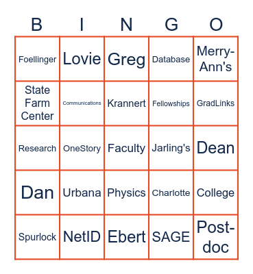 Grad College Bingo, the Sequel Bingo Card