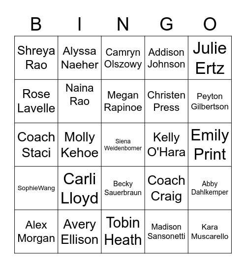 Soccer Bingo Card