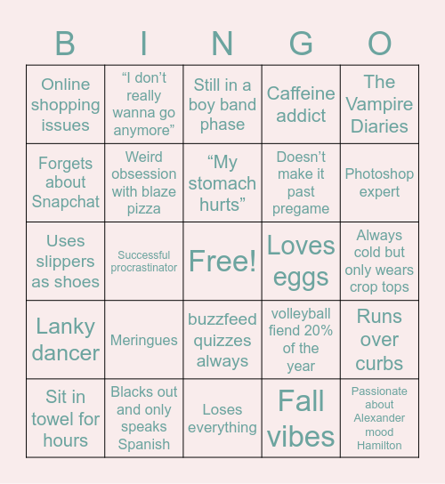 Holland’s BinGO Card