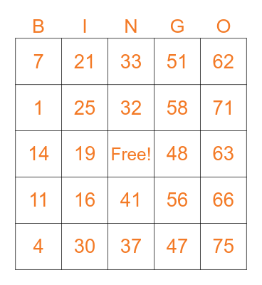 Jim's Bingo Card #2 Bingo Card