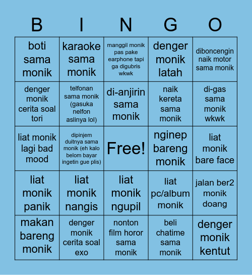 Monik's Bingo Card
