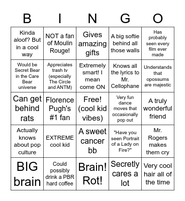 Cody! Bingo Card