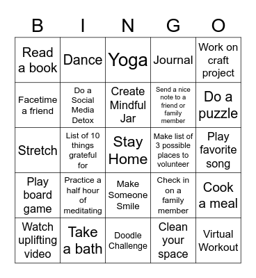 VRVR  at home Bingo Card