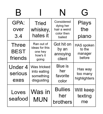 Karen 1 Bingo Card