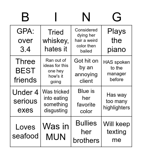 Karen 1 Bingo Card