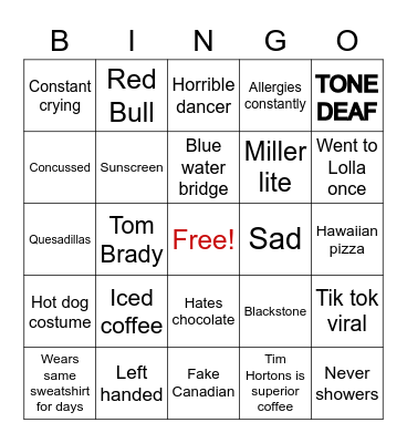 Erin bingo Card