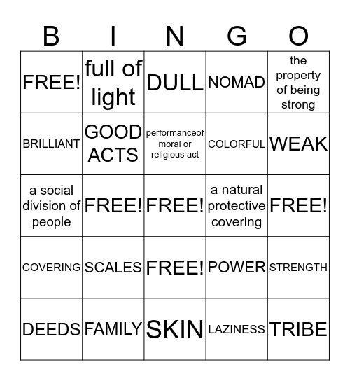 THE LEGEND OF THE INDIAN PAINTBRUSH Bingo Card
