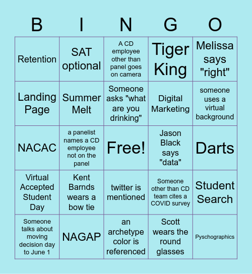 Happy Hour Bingo Card