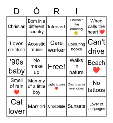 How similar are you to Bingo Card