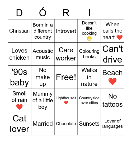 How similar are you to Bingo Card