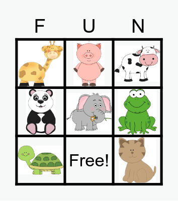 Animal Bingo Card