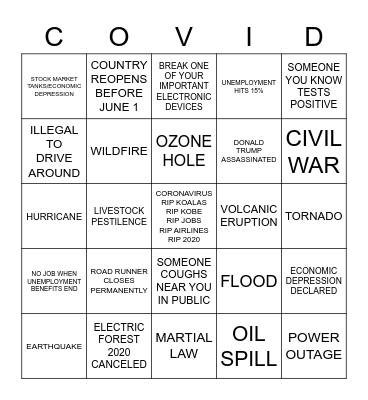 APOCALYPSE BINGO Card