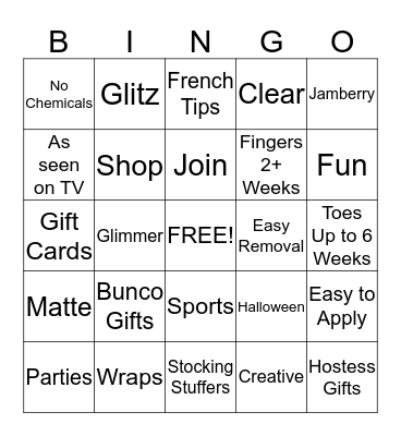 Jamberry Bingo! Bingo Card