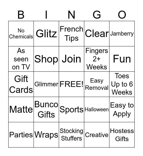 Jamberry Bingo! Bingo Card