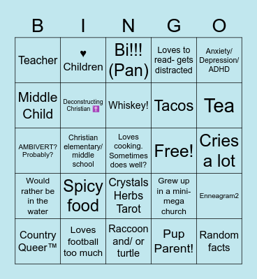 Virginia Bingo Card