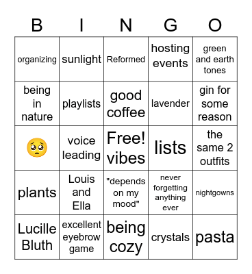 Abigail Bingo Card