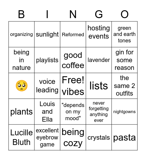 Abigail Bingo Card