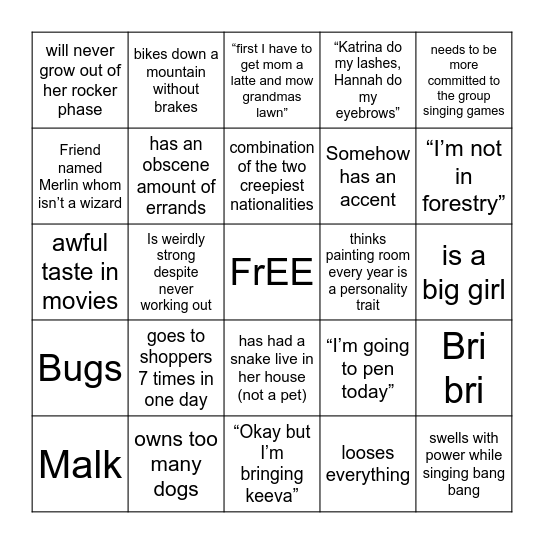 LEEN Bingo Card