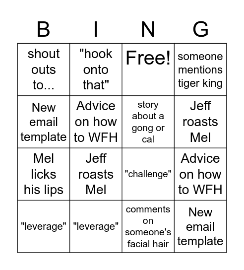 MD Team Meeting BINGO Card