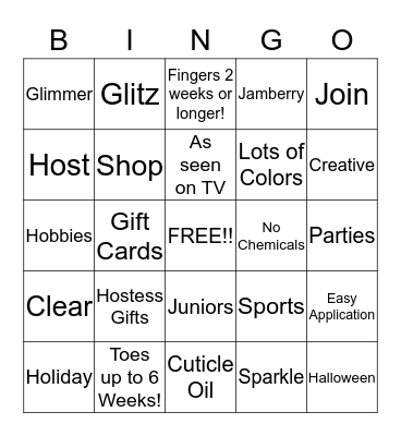 Jamberry Bingo Card