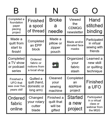 CDMQG Quarantine Bingo! Bingo Card
