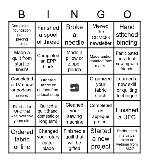 CDMQG Quarantine Bingo! Bingo Card