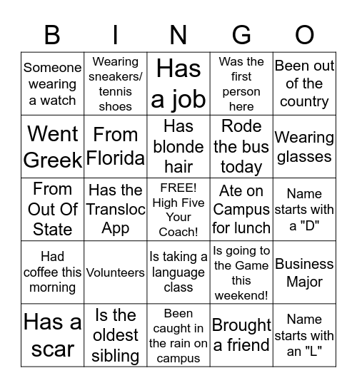 Socia-Nole Bingo! Bingo Card