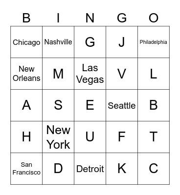 City Bingo Test Bingo Card