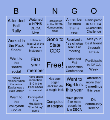 NPHS DECA Bingo🐺🔷 Bingo Card