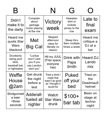 DJ Lando Bingo Card