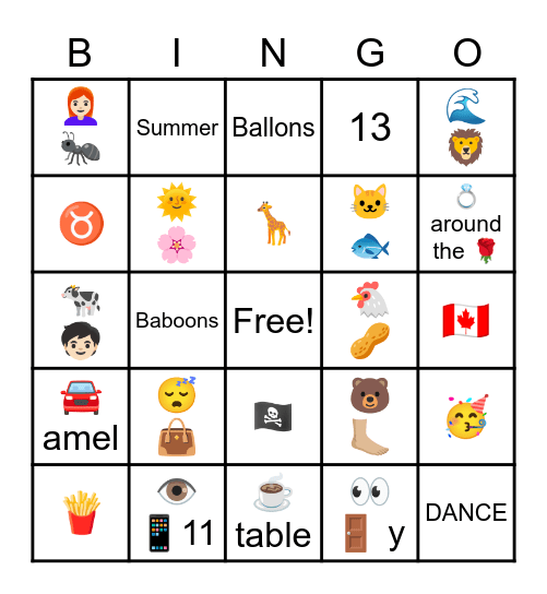 B-day bingo Card