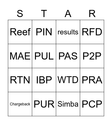 STAR Bingo Card
