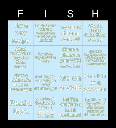 Pure Fishing Bingo Card